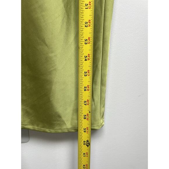 Abercrombie & Fitch L Green Satin Angel Flutter Sleeve Wedding Guest Maxi Dress - Picture 8 of 13